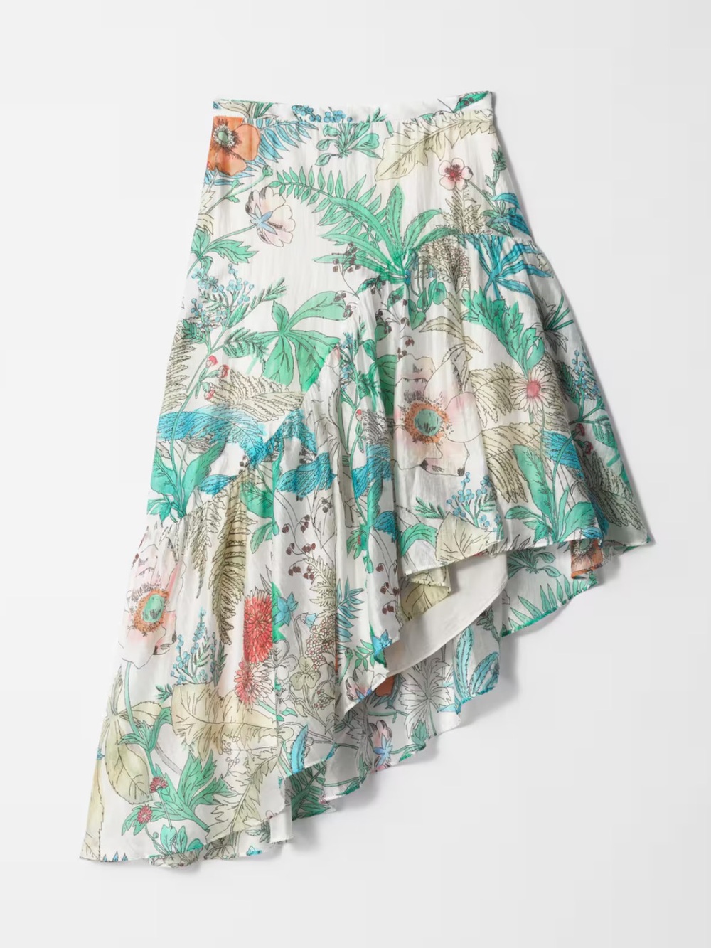 Asymmetric Ruffle Midi Skirt